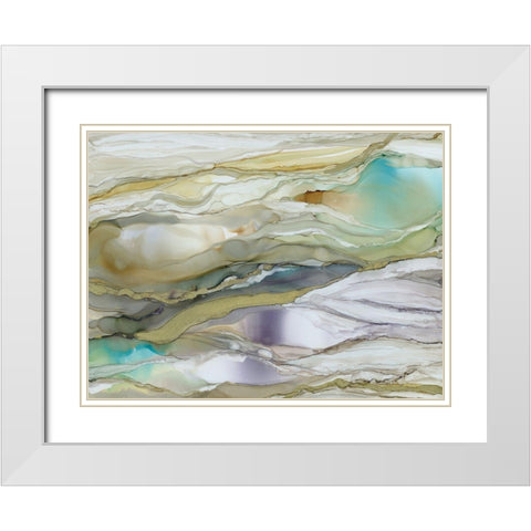 Marbled Glass III White Modern Wood Framed Art Print with Double Matting by Robinson, Carol