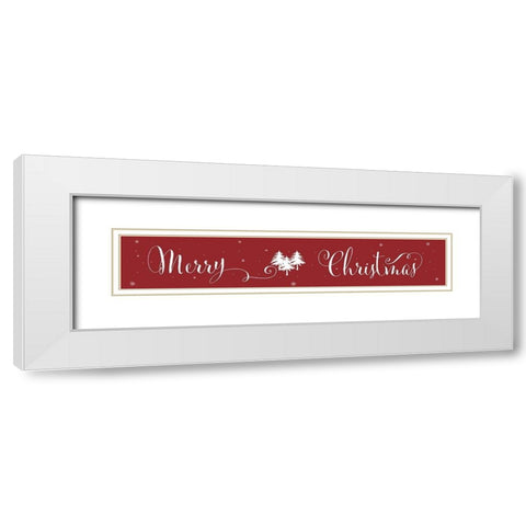 Merry Christmas White Modern Wood Framed Art Print with Double Matting by CAD Designs
