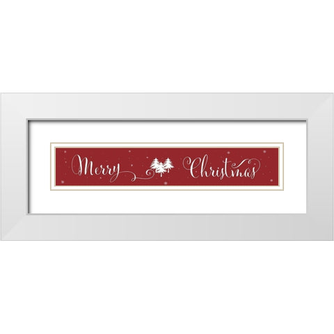 Merry Christmas White Modern Wood Framed Art Print with Double Matting by CAD Designs