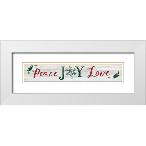 Peace Joy Love White Modern Wood Framed Art Print with Double Matting by CAD Designs