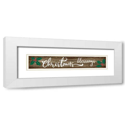 Christmas Blessings White Modern Wood Framed Art Print with Double Matting by CAD Designs