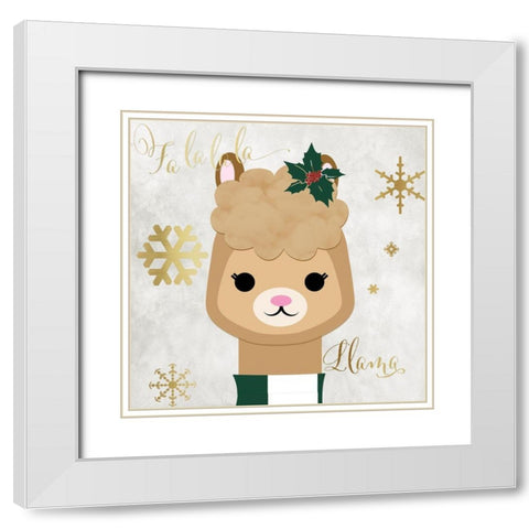 Fa La Llama White Modern Wood Framed Art Print with Double Matting by CAD Designs