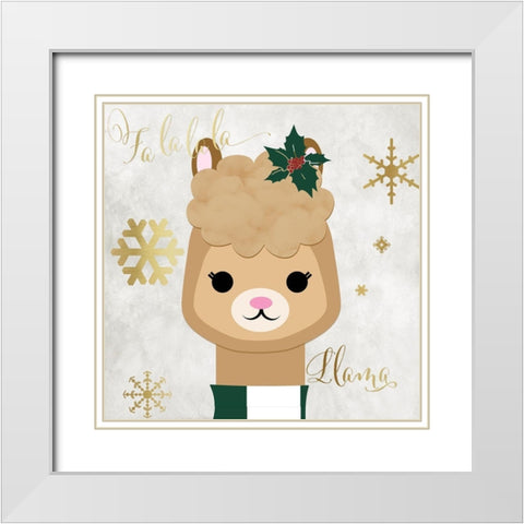 Fa La Llama White Modern Wood Framed Art Print with Double Matting by CAD Designs