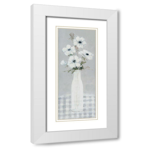 Gingham Anemone I White Modern Wood Framed Art Print with Double Matting by Swatland, Sally