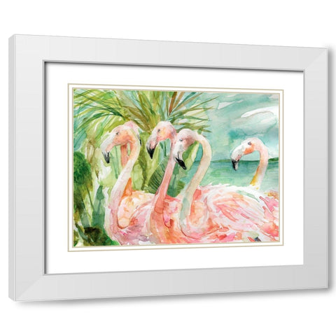 Pink Ladies White Modern Wood Framed Art Print with Double Matting by Robinson, Carol