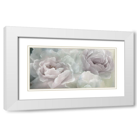 Peony Lace White Modern Wood Framed Art Print with Double Matting by Nan