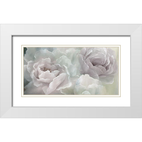 Peony Lace White Modern Wood Framed Art Print with Double Matting by Nan
