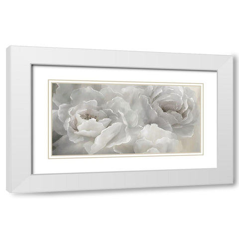 Soft Peony Lace White Modern Wood Framed Art Print with Double Matting by Nan