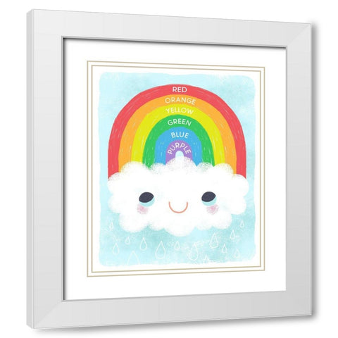 Rainbow Colors White Modern Wood Framed Art Print with Double Matting by Doyle, Lizzy