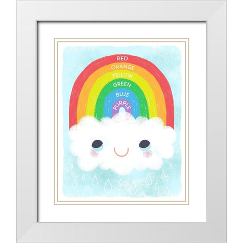 Rainbow Colors White Modern Wood Framed Art Print with Double Matting by Doyle, Lizzy