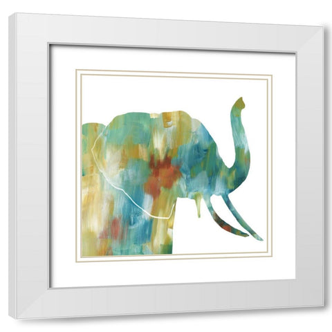 Painterly Elephant White Modern Wood Framed Art Print with Double Matting by Nan