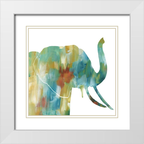 Painterly Elephant White Modern Wood Framed Art Print with Double Matting by Nan