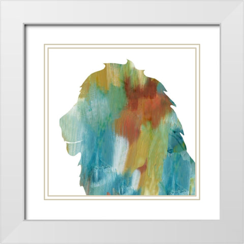 Painterly Lion White Modern Wood Framed Art Print with Double Matting by Nan