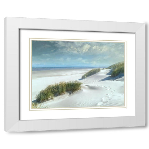 White Sands White Modern Wood Framed Art Print with Double Matting by Calascibetta, Mike