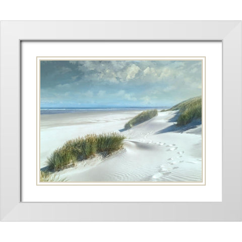 White Sands White Modern Wood Framed Art Print with Double Matting by Calascibetta, Mike