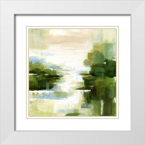 Verte View White Modern Wood Framed Art Print with Double Matting by Nan