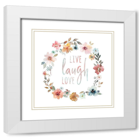 Live Laugh Love White Modern Wood Framed Art Print with Double Matting by Robinson, Carol