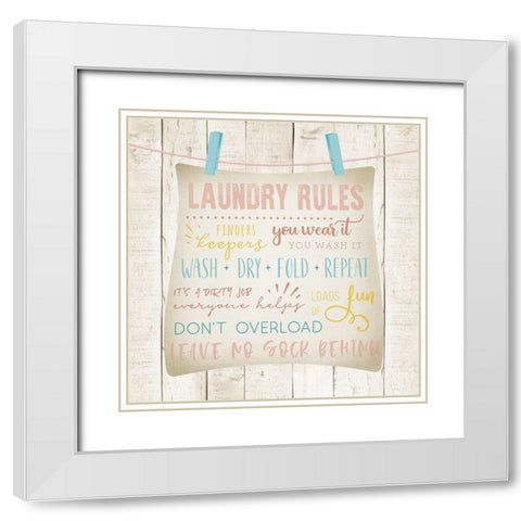 Laundry Rules White Modern Wood Framed Art Print with Double Matting by CAD Designs