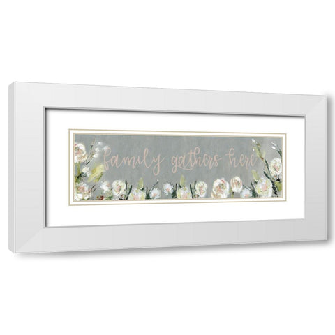 Family Gathers White Modern Wood Framed Art Print with Double Matting by Robinson, Carol