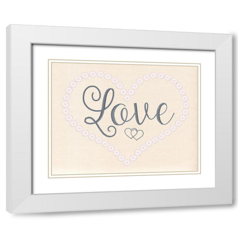 Stitched Love White Modern Wood Framed Art Print with Double Matting by Santiago, Daniela
