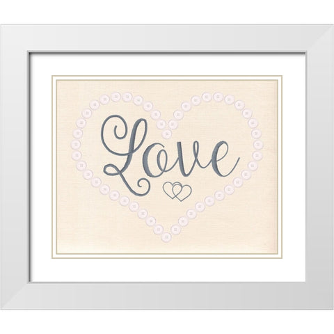 Stitched Love White Modern Wood Framed Art Print with Double Matting by Santiago, Daniela