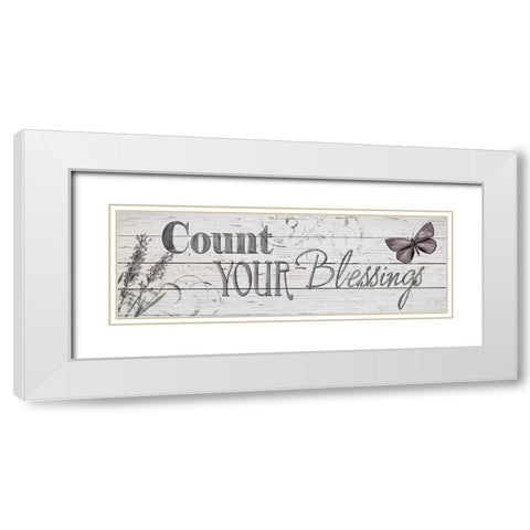 Count Your Blessings White Modern Wood Framed Art Print with Double Matting by Craven, Katrina