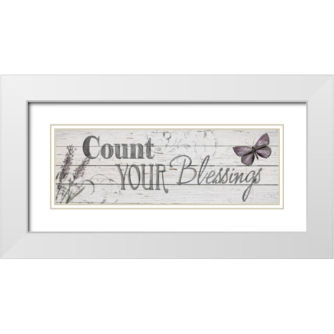 Count Your Blessings White Modern Wood Framed Art Print with Double Matting by Craven, Katrina