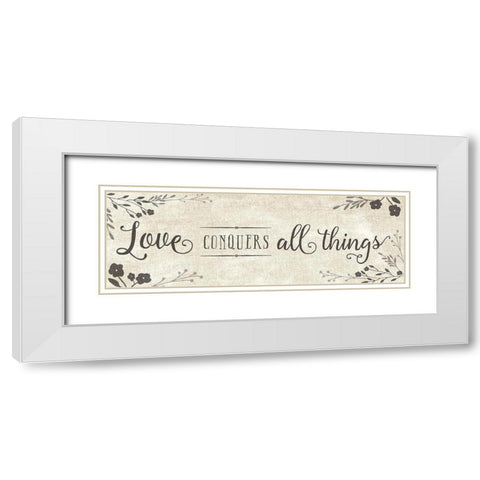 Love Conquers White Modern Wood Framed Art Print with Double Matting by Murray, Amanda