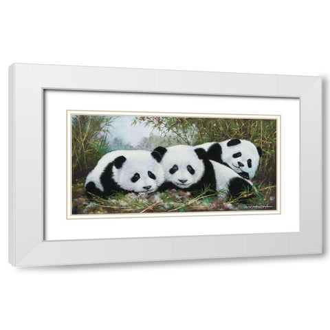 Panda Play White Modern Wood Framed Art Print with Double Matting by Orme, E. Anthony