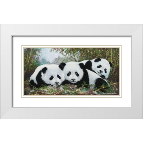 Panda Play White Modern Wood Framed Art Print with Double Matting by Orme, E. Anthony