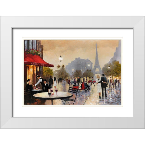 Paris Stroll White Modern Wood Framed Art Print with Double Matting by Orme, E. Anthony