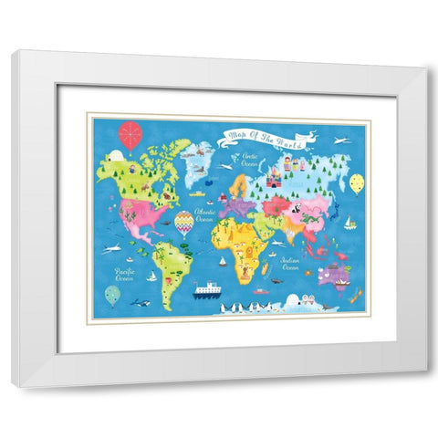Trip Around The World White Modern Wood Framed Art Print with Double Matting by Hanton, Sophie