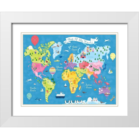 Trip Around The World White Modern Wood Framed Art Print with Double Matting by Hanton, Sophie