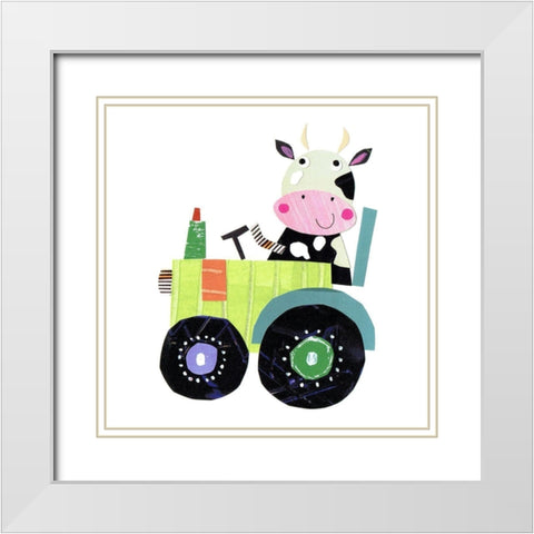 Cute Farm Cow White Modern Wood Framed Art Print with Double Matting by Pope, Kate and Elizabeth