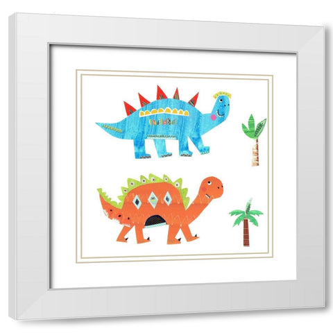 Dino Duo White Modern Wood Framed Art Print with Double Matting by Pope, Kate and Elizabeth