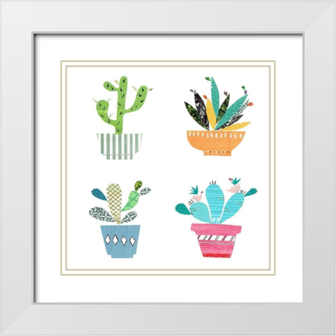 Cute Cacti White Modern Wood Framed Art Print with Double Matting by Pope, Kate and Elizabeth