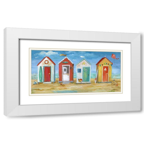 Bright Beach Huts White Modern Wood Framed Art Print with Double Matting by Nan