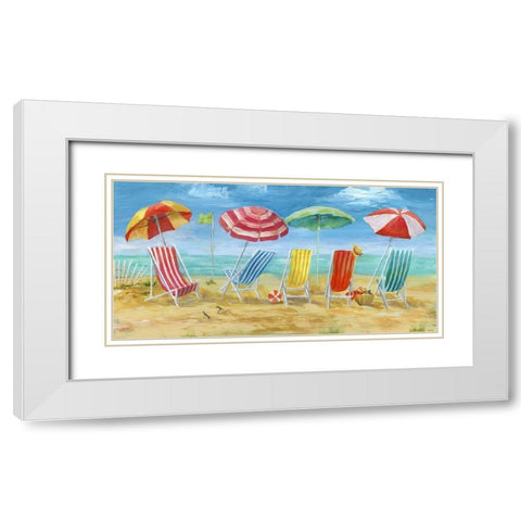 Bright Beach Chairs White Modern Wood Framed Art Print with Double Matting by Nan