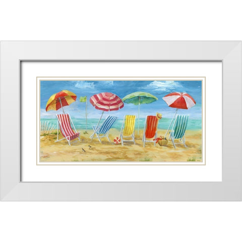 Bright Beach Chairs White Modern Wood Framed Art Print with Double Matting by Nan