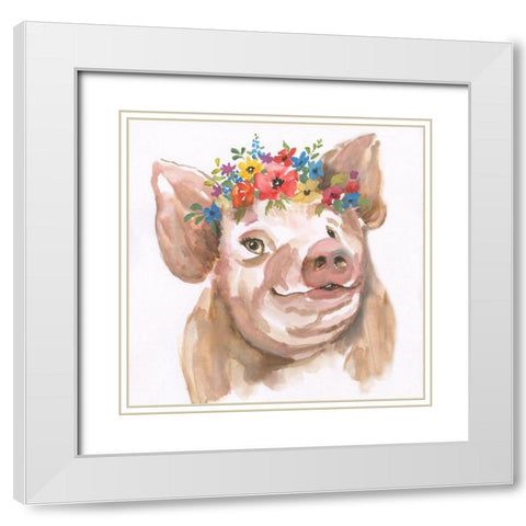 Royal Pig White Modern Wood Framed Art Print with Double Matting by Nan