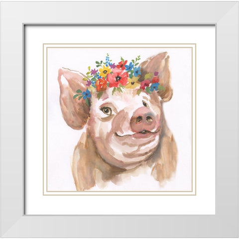 Royal Pig White Modern Wood Framed Art Print with Double Matting by Nan