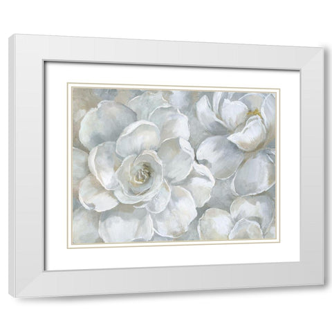 Gardenia White Modern Wood Framed Art Print with Double Matting by Nan