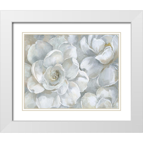 Gardenia White Modern Wood Framed Art Print with Double Matting by Nan