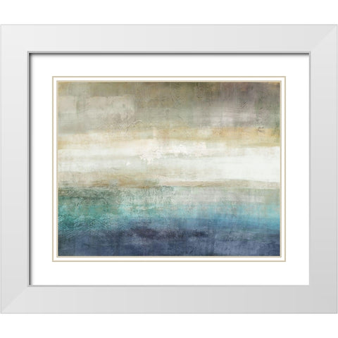 Mountain Lake White Modern Wood Framed Art Print with Double Matting by Nan