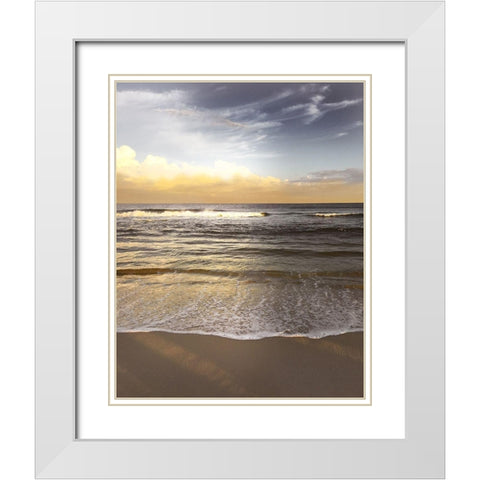 Evening Waves White Modern Wood Framed Art Print with Double Matting by Nan