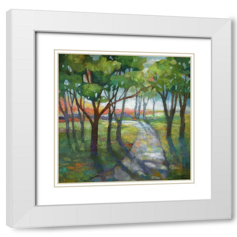 Evening Path White Modern Wood Framed Art Print with Double Matting by Nan