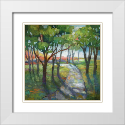 Evening Path White Modern Wood Framed Art Print with Double Matting by Nan