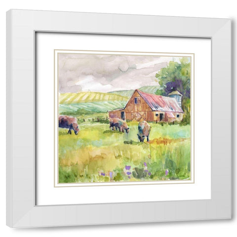 Spring Barn White Modern Wood Framed Art Print with Double Matting by Robinson, Carol