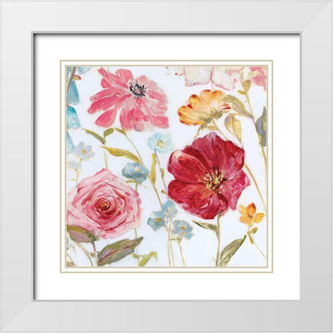 Wildflower Whimsy I White Modern Wood Framed Art Print with Double Matting by Swatland, Sally