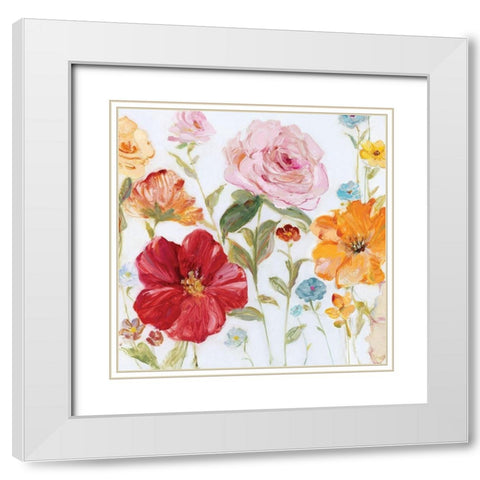 Wildflower Whimsy II White Modern Wood Framed Art Print with Double Matting by Swatland, Sally